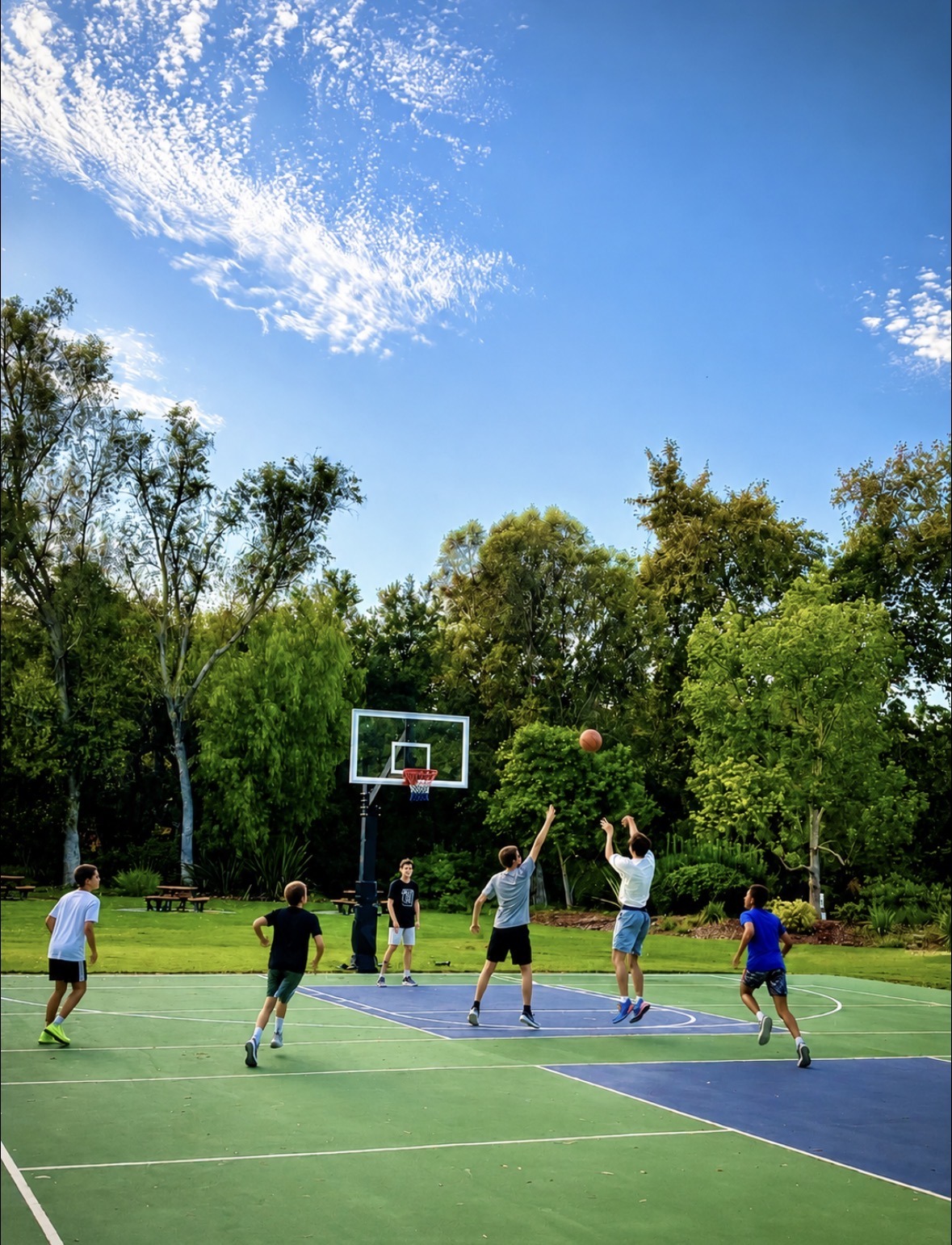 Children playing basketball