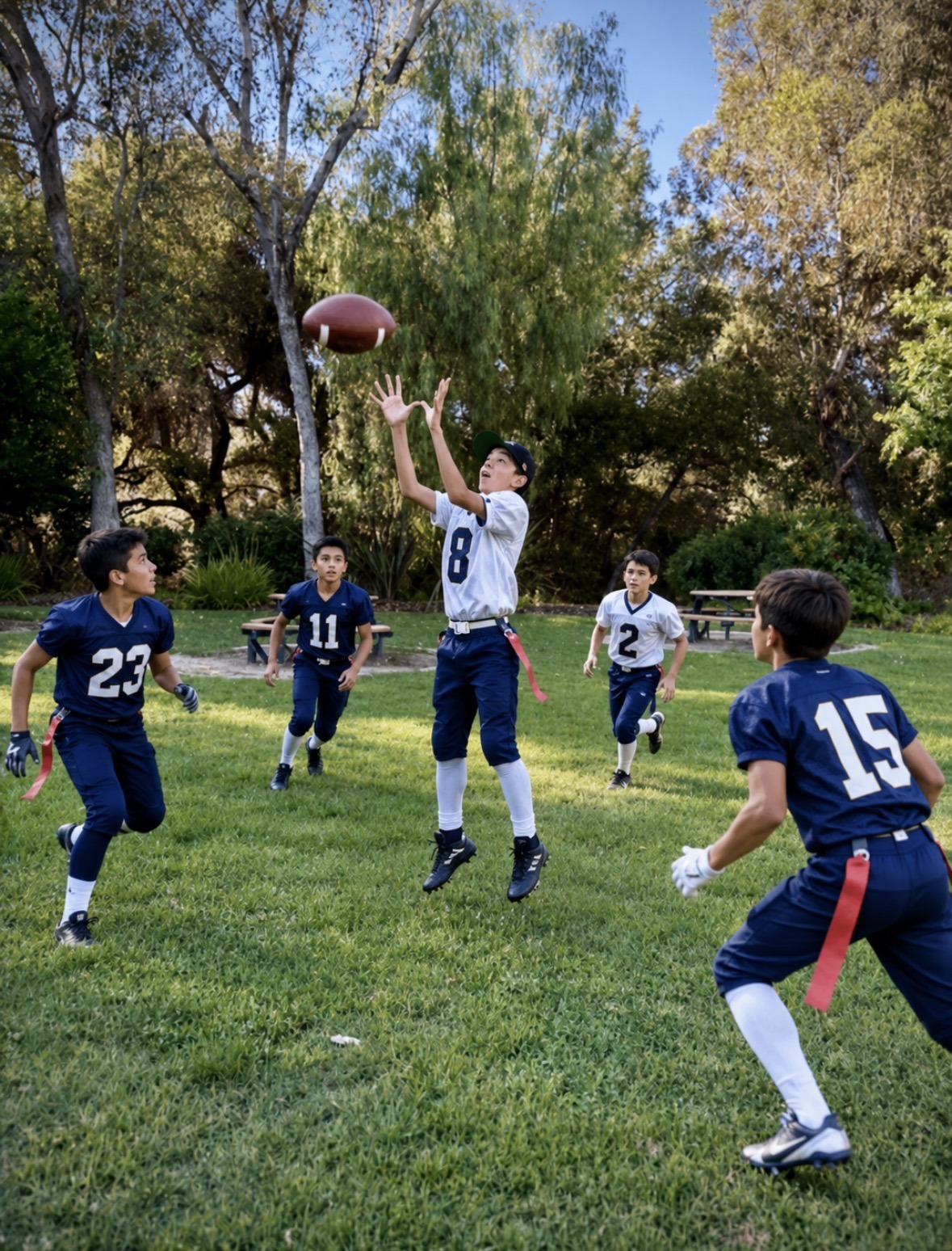 Children playing flag football