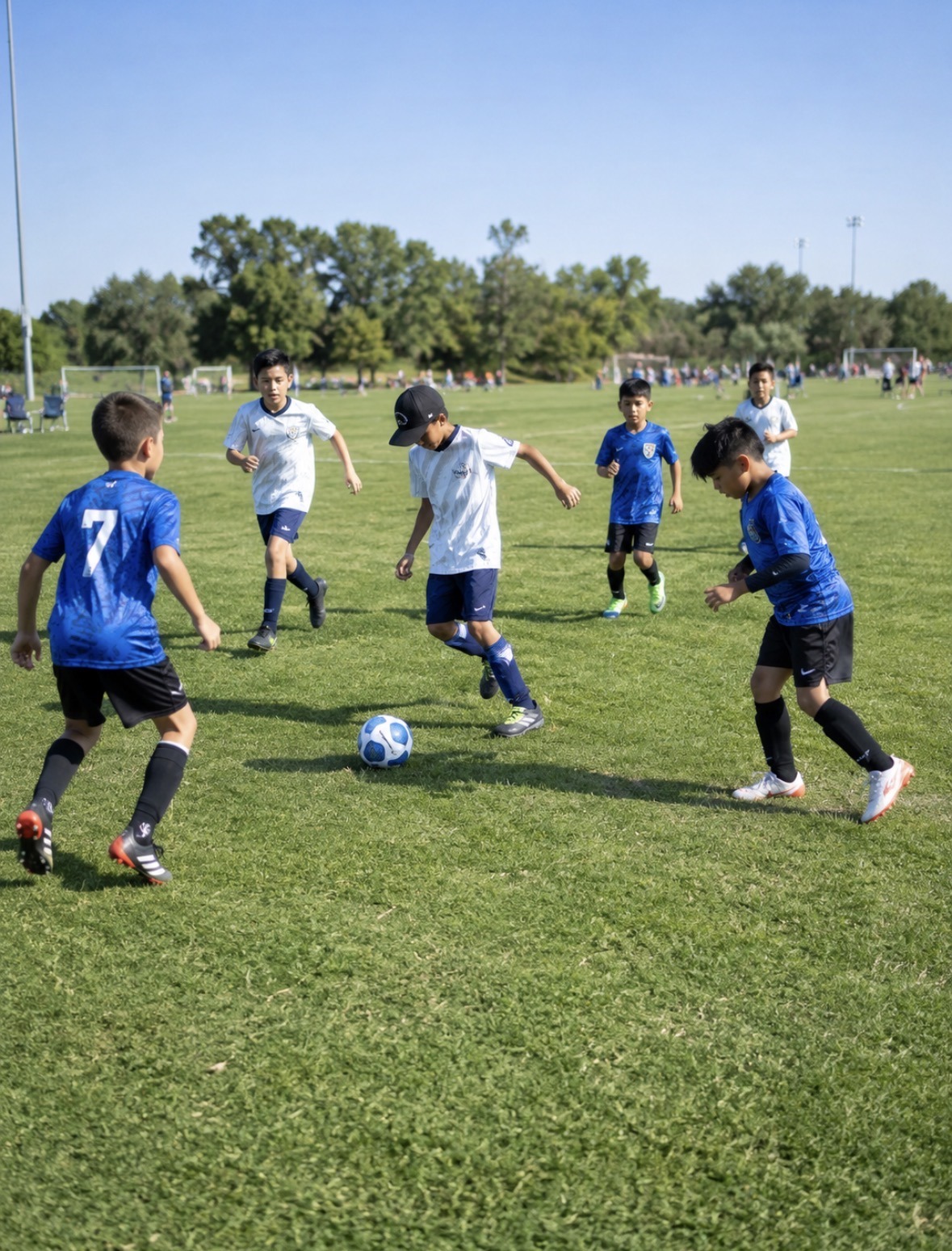 Children playing soccer
